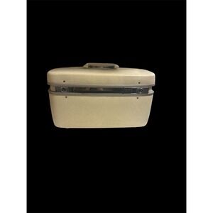 Vtg Samsonite Silhouette White Ivory Train Cosmetics Makeup Case W/tray No Key